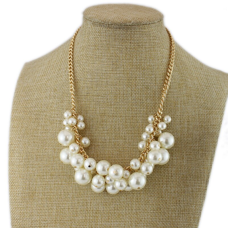 white pearl necklace with fashionable girl collarbone chain