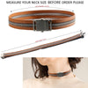 zipper Brown Leather  button buckle Choker Necklaces 36CM