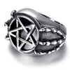 NewRetro Skull Dragon Claw Pentagram Hollow Ring Men's Ring Vintage Metal Pentagram Round Ring Accessories Party Jewelry