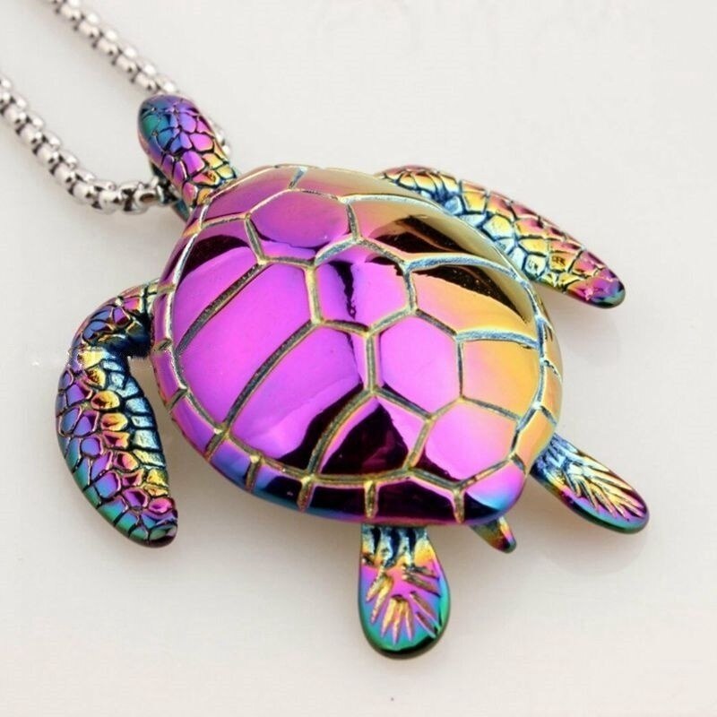 NewTrendy Animal Turtle Pendant Necklace Women Necklace Metal Sliding Colorful Turtle Pendant Necklace Accessories Party Jewelry