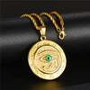 NewTrendy Egypt Eye of Horus Pattern Round Pendant Necklace Men's Women's Necklace Amulet Rune Pendant Accessories Party Jewelry