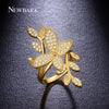 New Design Rings Charming Butterfly With Leaves Party Ring Gold Silver Color Luxury Shining For Women