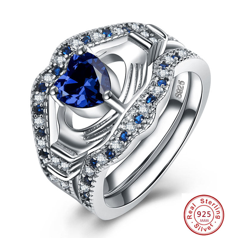 Newest Design AAA 925 sterling silver rings for women Cross Heart Crystal Claddagh Rings For Women Jewelry Aneis Feminino Ring