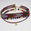 Newest Ethnic Choker Necklace Double Colorful Cotton Cloth Bohemia Necklace Jewelry Leaf Pendant Necklace for Women Girls