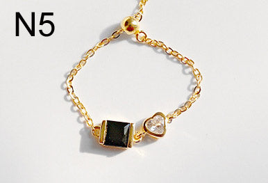 Newest Fashion 925 Sterling Silver Chain Rings For Women Colorful Heart Rings Knuckle Tail Ring Fine Jewelry Gift