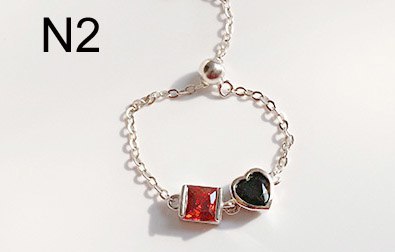 Newest Fashion 925 Sterling Silver Chain Rings For Women Colorful Heart Rings Knuckle Tail Ring Fine Jewelry Gift