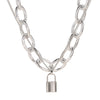 Newest Jewelry Punk Exaggerated Vintage Double Chain Necklace Rock Street Choker Retro Lock Pendant Necklace