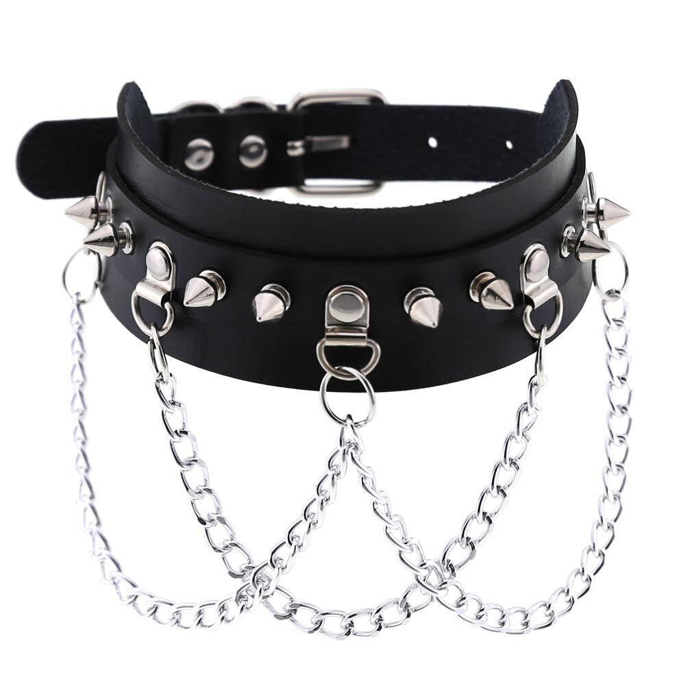est Initial Necklace PU Leather Black Goth Punk Rock Choker Necklaces For Women Men Hip Hop Bondage Cosplay Festival Jewelry