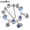 Moon &amp; Earth Beads Pendant Bracelets With Crystal Star Snake Chain Bracelet Bangles For Women Men Jewelry Gift
