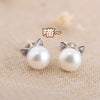 Silver Color Cat Imitation Pearl Necklaces Pendants Cute Animal With Chain Choker Necklace For Girl Jewelry