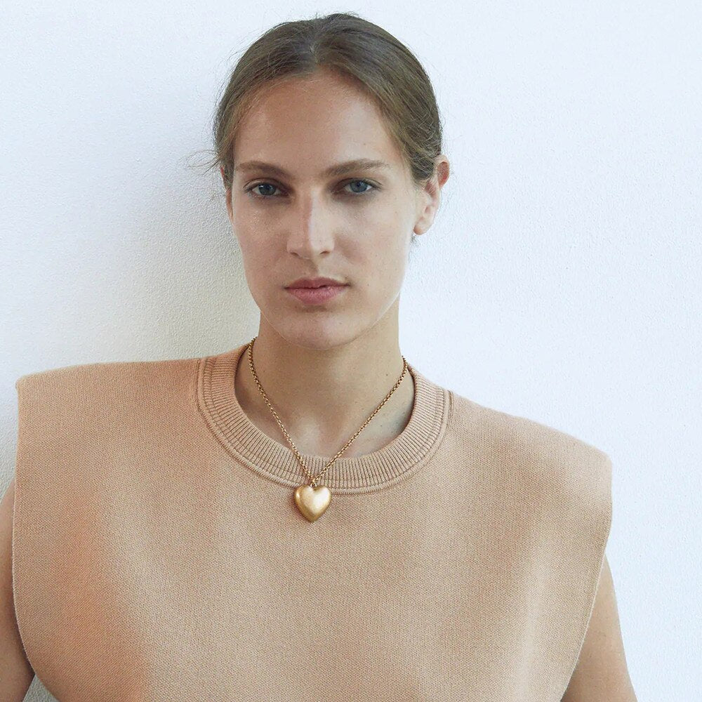 ZA Gold Heart Chain Choker Women Statement Punk Chunky Collar Sets Chic Metal Necklaces Jewelry Accessories