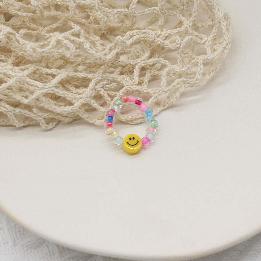 s Bohemian Smiley Beads Short Collar Necklace Handmade Diy  Daisy Colorful Choker For Women Statement Boho Jewelry