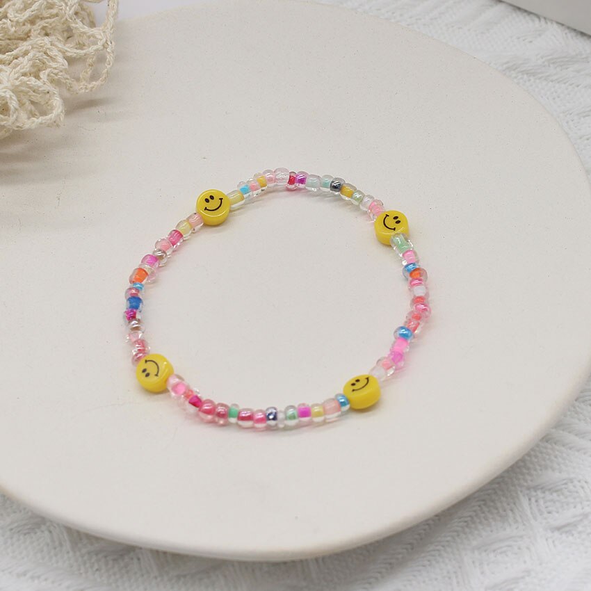 s Bohemian Smiley Beads Short Collar Necklace Handmade Diy  Daisy Colorful Choker For Women Statement Boho Jewelry