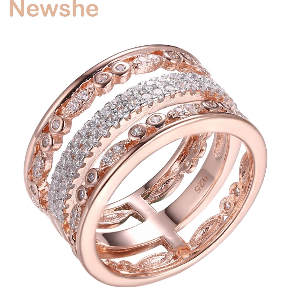 2020 New Arrival 925 Sterling Silver Wedding Engagement Ring Rose Gold Color Fashion Jewelry For Women GR01341A