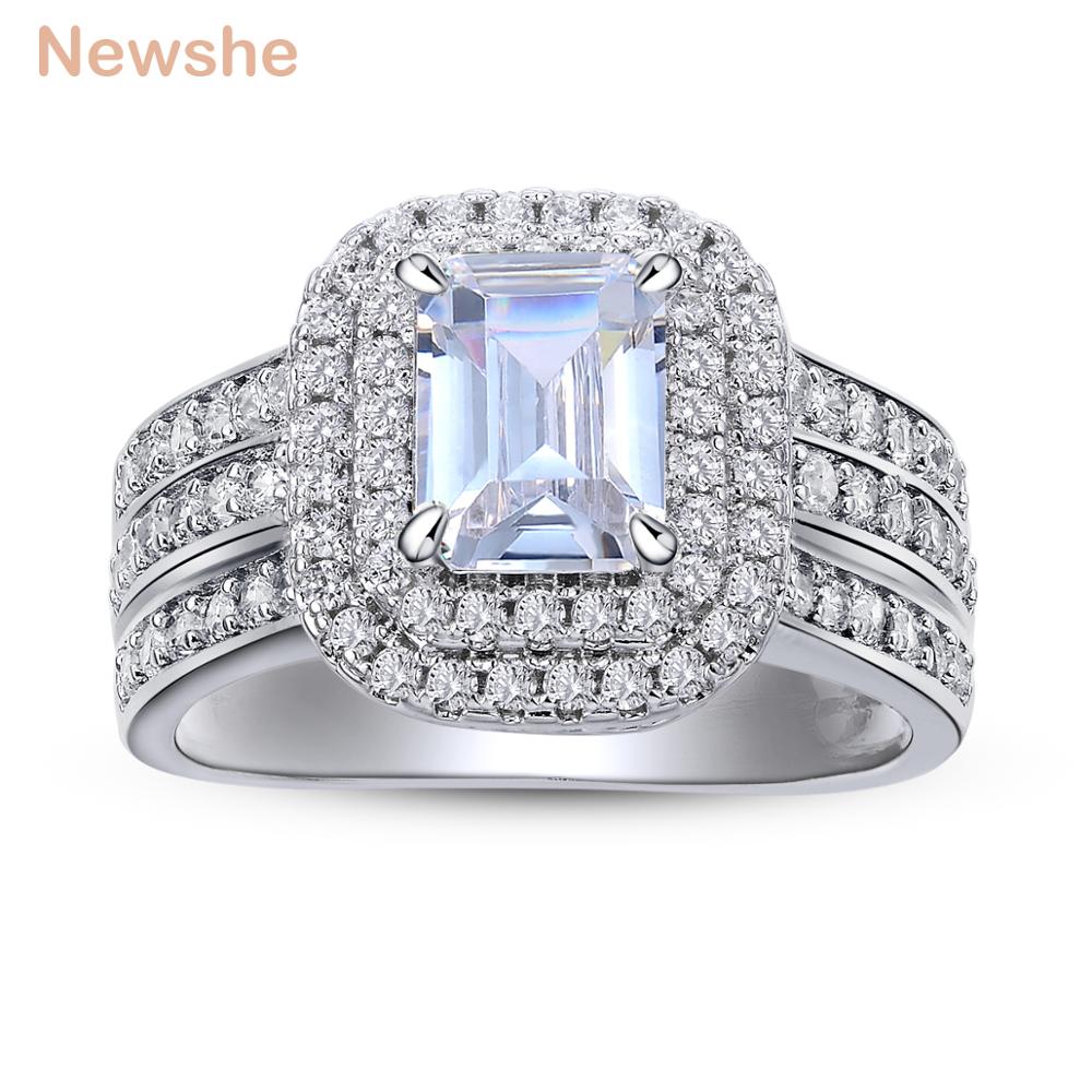 Wedding Rings For Women Classic Jewelry 1.8 Ct Princess Cut AAA CZ Solid 925 Sterling Silver Engagement Ring Bridal Set
