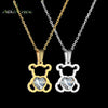 Nextvance Hollow Stainless Steel Bear Pendant Necklace Cute CZ Stone Love Heart  Animal Necklace Girls Statement Jewelry