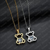 Nextvance Hollow Stainless Steel Bear Pendant Necklace Cute CZ Stone Love Heart  Animal Necklace Girls Statement Jewelry