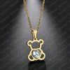Nextvance Hollow Stainless Steel Bear Pendant Necklace Cute CZ Stone Love Heart  Animal Necklace Girls Statement Jewelry