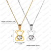 Nextvance Hollow Stainless Steel Bear Pendant Necklace Cute CZ Stone Love Heart  Animal Necklace Girls Statement Jewelry