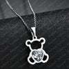 Nextvance Hollow Stainless Steel Bear Pendant Necklace Cute CZ Stone Love Heart  Animal Necklace Girls Statement Jewelry