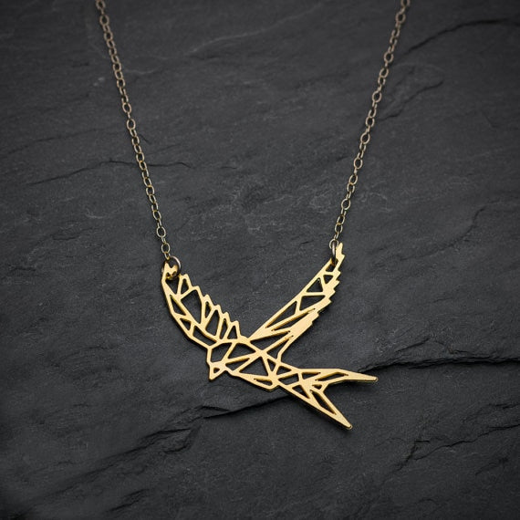 NianDi Bird Necklace Swallow Necklace Geometric Martin Bird Origami Necklace Mujer Necklace&Pendants Party Accessories YLQ0548