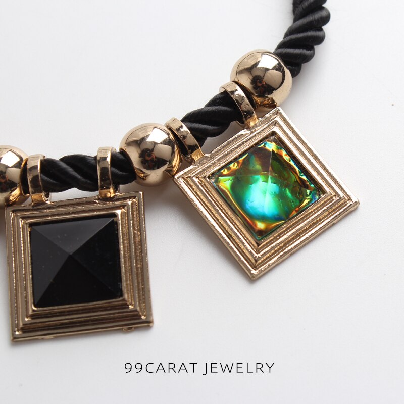 Nine nine carat simple personality black color gold edge Twist Rope short necklace trend student female