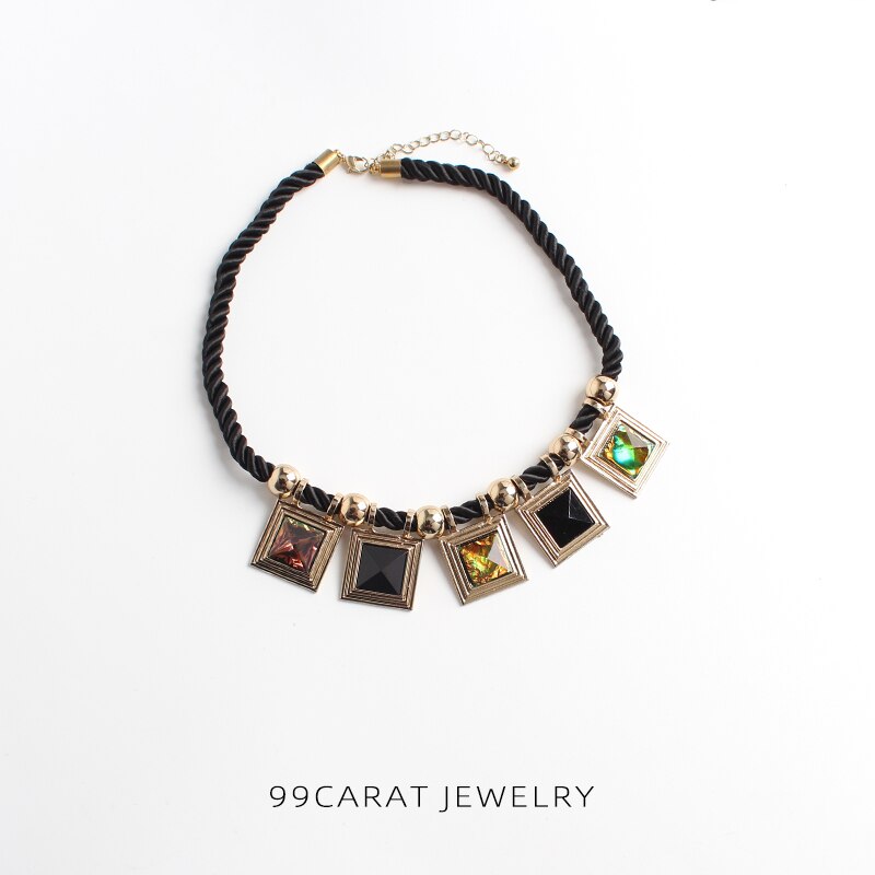 Nine nine carat simple personality black color gold edge Twist Rope short necklace trend student female