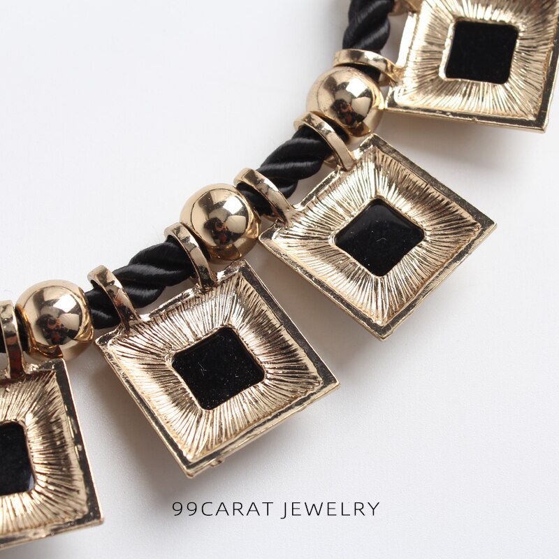 Nine nine carat simple personality black color gold edge Twist Rope short necklace trend student female