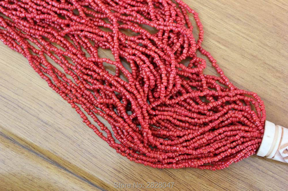 Nk213 Tribal Tibetan Bone Craved Lucky Signs Multi Rows Coral Beads Long Pendant Necklaces Women Kolye Collares Moana