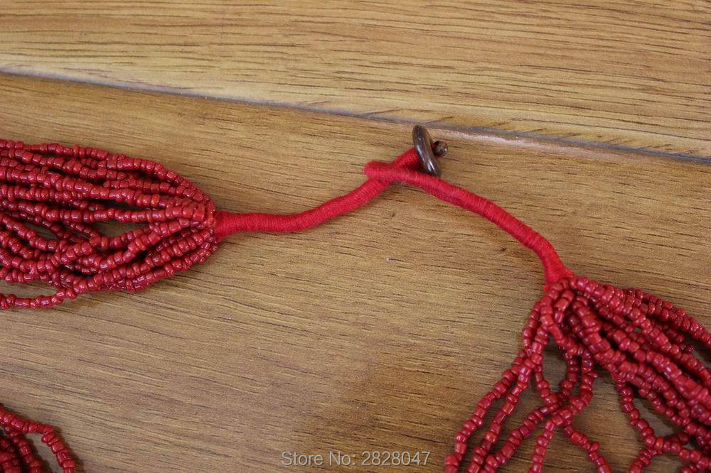 Nk213 Tribal Tibetan Bone Craved Lucky Signs Multi Rows Coral Beads Long Pendant Necklaces Women Kolye Collares Moana