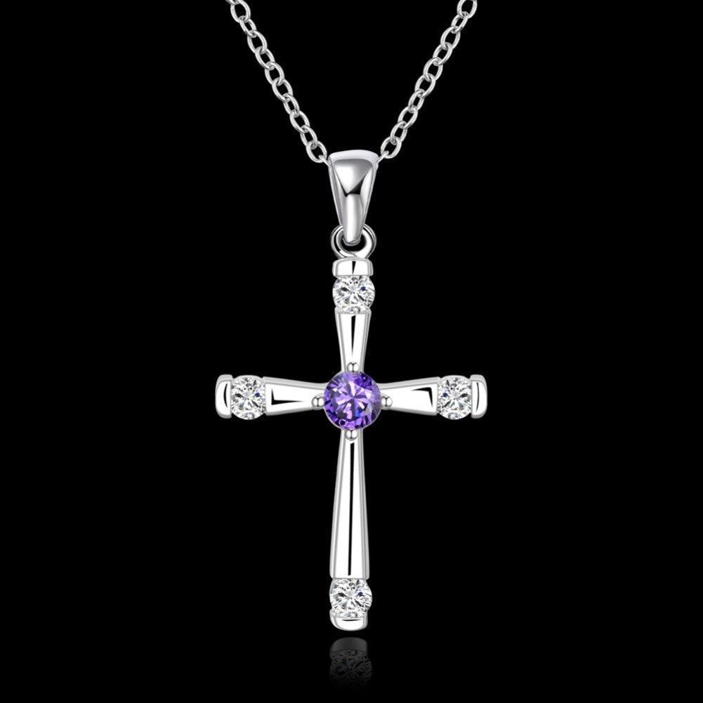 Noble 925 Stamped Silver cross Pendant diamond Necklace For Women Holiday gifts  designer party wedding crystals Jewelry