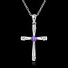 Noble 925 Stamped Silver cross Pendant diamond Necklace For Women Holiday gifts  designer party wedding crystals Jewelry