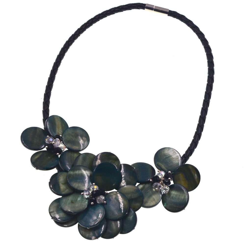 Noble Female Jewelry Dark Green shell Flower choker Necklace Jewelry Dress Accessories