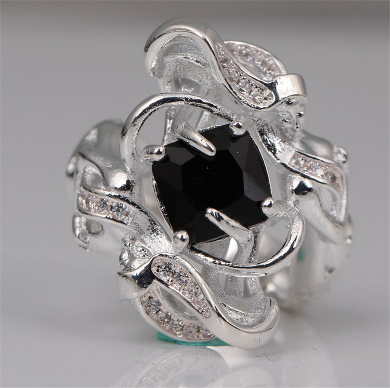 Noble S925 Mermaid, Cubic Zirconia CZ, sparkling silver lining, women's wedding ring jewelry.