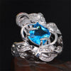 Noble S925 Mermaid, Cubic Zirconia CZ, sparkling silver lining, women's wedding ring jewelry.