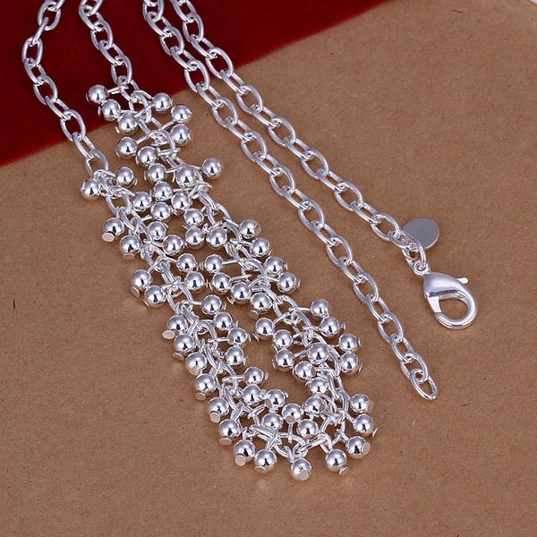 Noble charms 925 Silver color Pretty smooth beads grape necklace for Women Classic Jewelry wedding Party Holiday gift