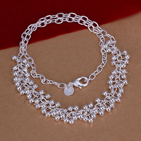 Noble charms 925 Silver color Pretty smooth beads grape necklace for Women Classic Jewelry wedding Party Holiday gift
