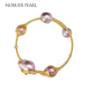 Nob 14KGF AAA+ Natural Pearl Bracelets For Women Purple Baroque Pearl Bangles Fine Jewelry To Party