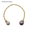 Nob 14KGF Hand Make Winding Baroque Pearl Bracelets For Women Pink & White Baroque Pearl Bangles Trendy Pearl Jewelry