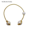 Nob 14KGF Pearl Bracelets & Bangles For Women White Perfectly Round Pearl Handmade Classic Pearl Bangles To A Party