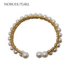 Nob 14KGF Trendy Handmade Pearl Bracelets For Women With 7-8mm White Near Round Pearl bracelet natural Jewelry To A Party
