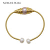 Nob 14KGF Winding Pearl Bangle For Women Handmake Pink Baroque & White Pearl Bracelets Trendy Bracelets For Women
