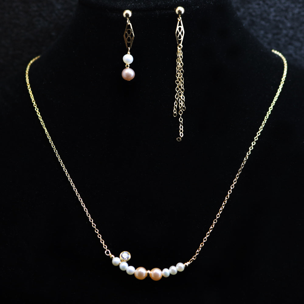 Nob Trendy 14kGF pearl Necklace and Pearl Earrings Jewelry Sets For Women 100% Real natural Pearl Jewelry sets