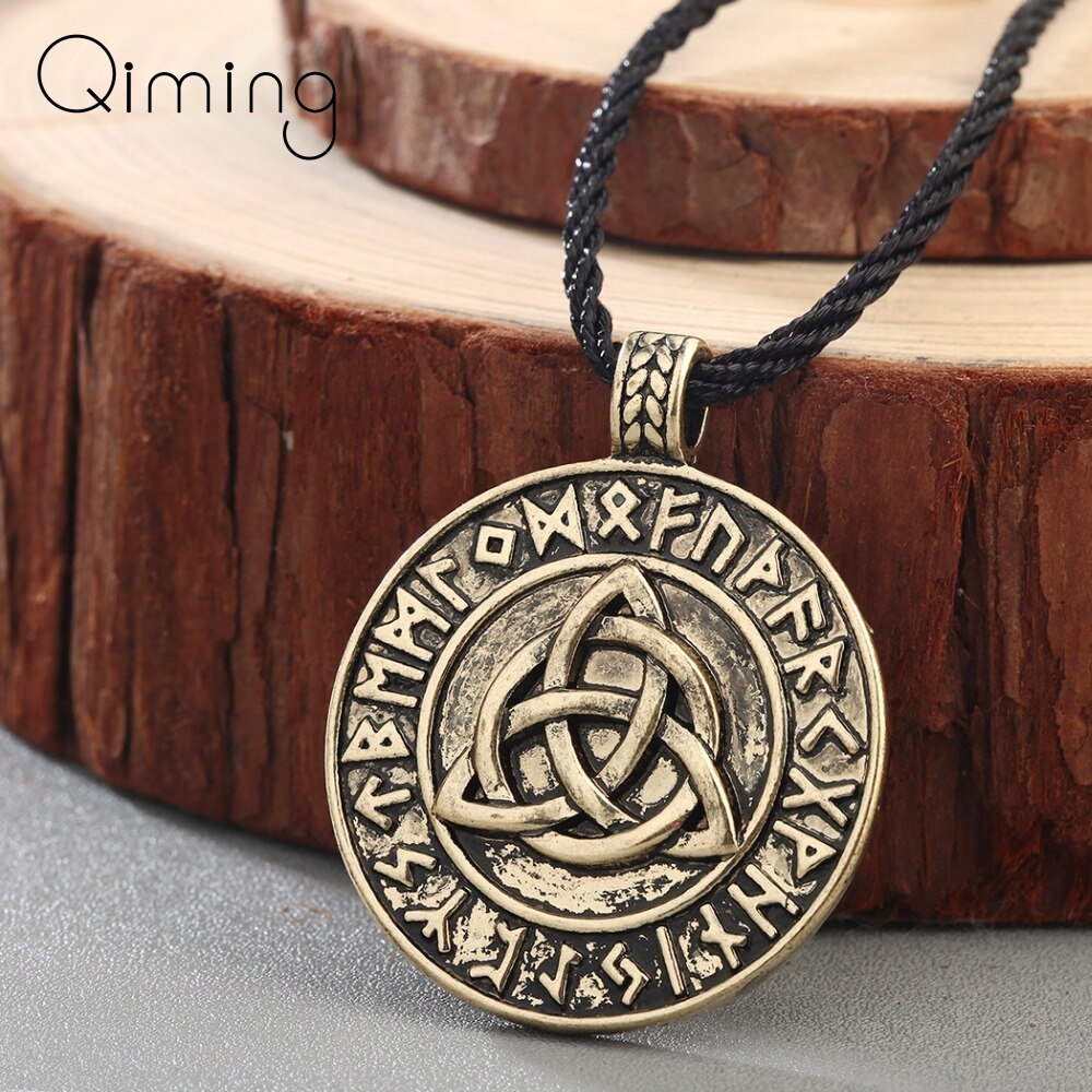 Nodic Viking Pendant Necklace Rune Amulet Viking Trinitarian Trinity Triquetra knot Charm Punk Necklace Slavic Jewelry