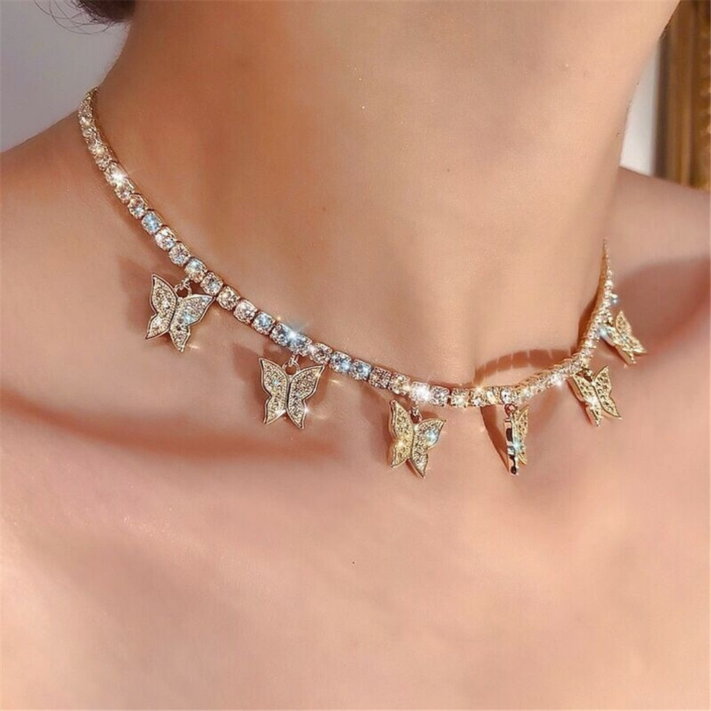 Non-fading stainless steel Animal butterfly star gold Necklace Women Choker Necklaces Pendants Femme Chain jewelry gifts