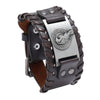 Nordic Totem Charm Wide Leather Bracelet Peace Dove Viking Men's Bracelet Punk Leather Woven Accessories Party Jewelry