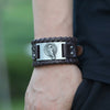 Nordic Totem Charm Wide Leather Bracelet Peace Dove Viking Men's Bracelet Punk Leather Woven Accessories Party Jewelry