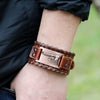 Nordic Totem Charm Wide Leather Bracelet Viking Great Axe Men's Bracelet Punk Leather Woven Accessories Party Jewelry