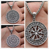 Nordic Vegvisir Compass Norse Runes Viking Jewelry Runic Amulet And Talisman Pendant Necklace Men  2021