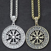 Nordic Vegvisir Compass Norse Runes Viking Jewelry Runic Amulet And Talisman Pendant Necklace Men  2021